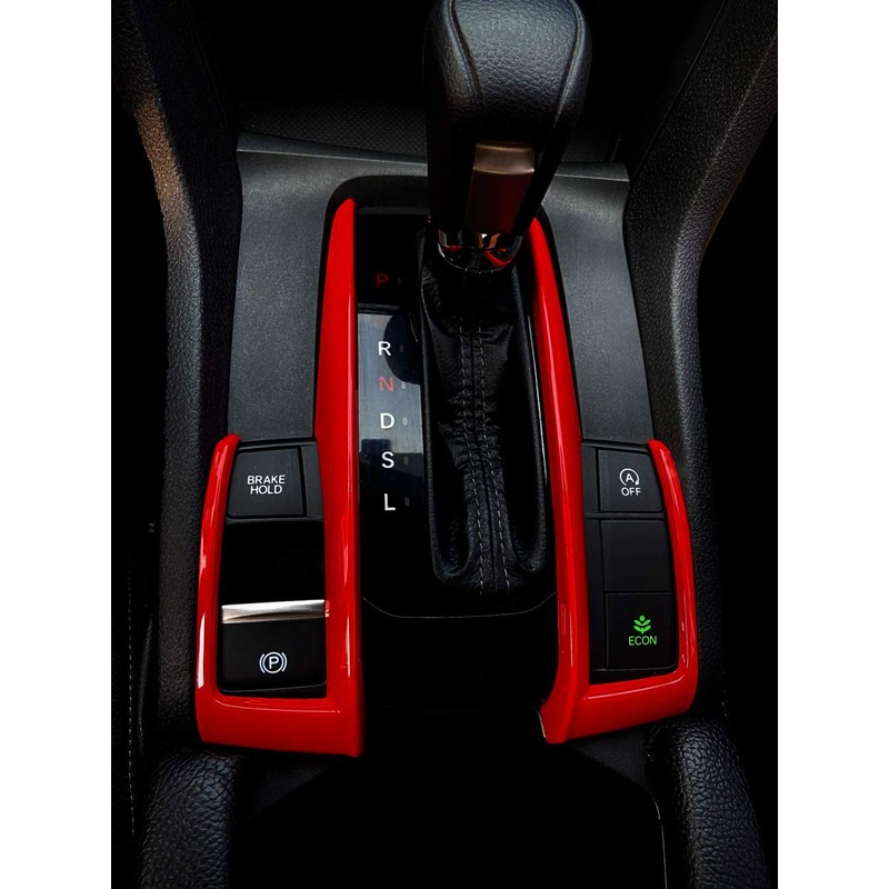2Pcs ABS Red Interior Gear Shift Panel Frame Cover Decals