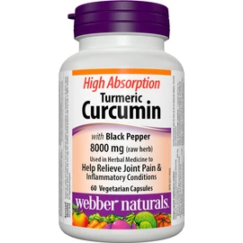 Webber Naturals Webber Naturals Turmeric Curcumin with Black Pepper High Absorption, 8,000 mg of Raw Herb, 60 Capsules, Antioxidant Support, Vegan