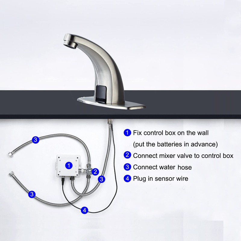 Touchless Bathroom Sink Faucet，Automatic Motion Sensor Faucets with 1 Hole
