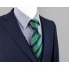 SHLAX&WING Stripe Men's Blue Green Silk Business Necktie, 6cm x