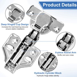 Hinges Cabinet Door with Hinge Screws, 6 Pieces Inner Stop Screw-On Hinge with Opening Angle 110° with 36 Screws for Furniture, Cabinet Door, Wooden Door