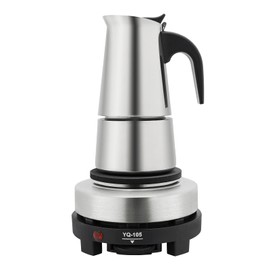 ReqianXH Stainless Steel Coffee Machine Maker Electric Espresso Coffee Maker Electric Moka Pot with Detachable Base Stainless Steel Coffee Pot Stovetop 200ml/7oz/4 Cup