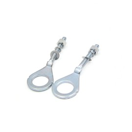 A ABSOPRO 2pcs 18mm Dia Hole Silver Tone Metal Chain Axle Adjuster Tensioner for Motorbike Item Replacement