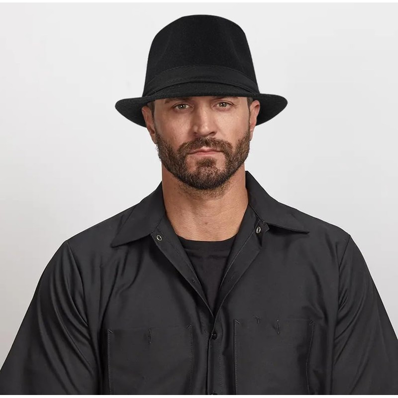 Initlove Mens Fedora Hat Classic Felt Panama Hat Short Brimmed