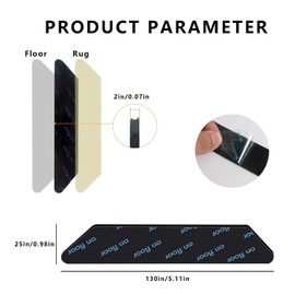 Pack of 10 Non-Slip Carpet Underlay, Washable Reusable Carpet Tapes, Trapezoidal 25 x 130 mm, Carpet Pad Gripper, Tape to Prevent Carpet Rolls, Black