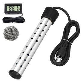 1500W Immersion Water Heater with Digital LCD Thermometer & Stainless Steel Guard - Fast Heating for Bathtub, Travel Camping Mini Pool, Bucket | Safe & Portable Heat 5 Gallons of Water in Minutes