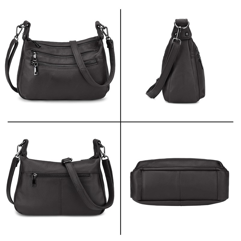 YALUXE Genuine Leather Shoulder Bag Medium Size Handbag Purse Multi
