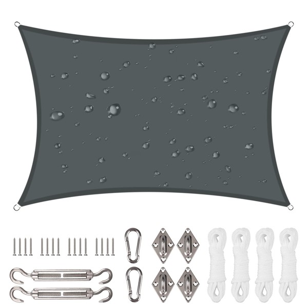 NAKIHOUSE Waterproof Sun Sail with Mounting Kit, 3 x 5