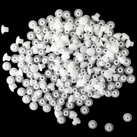 200-Pack White Screw Covers – 5mm Plastic Hole Plugs for Furniture, Cabinets & Wall Shelves