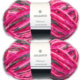DDL&HEXI Super Bulky Yarn - 2 Pack of 200g/7oz,Velvet,Chenille Yarn for Knitting and Crocheting, Amigurumi, Twist Super Bulky (2401)