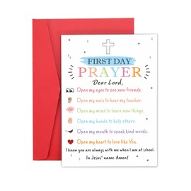 First Day of School Card, Back to School Supplies for Boys Girls Guys, Religious First Day of School Gifts for Students Christian Prayers, Preschool Kindergarten Classroom Essentials Cards Bulk