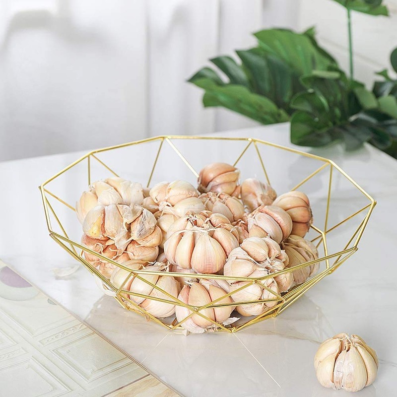 KJKVIVH Metal Wire Fruit Basket Fruit Bowl, Round Bread Storage