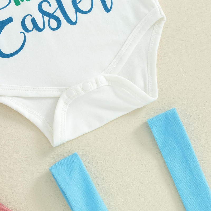 Frietlebird Infant Baby Boy Easter Outfit Bunny Letter Long Sleeve