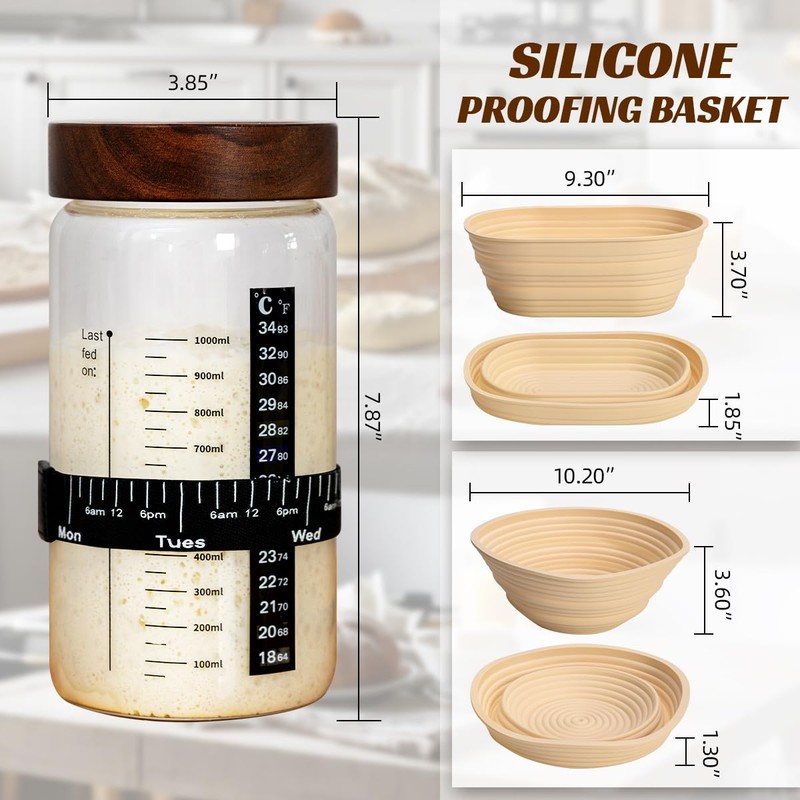 Sourdough Starter Kit, 40oz Sourdough Starter Jar with Bread Sling,