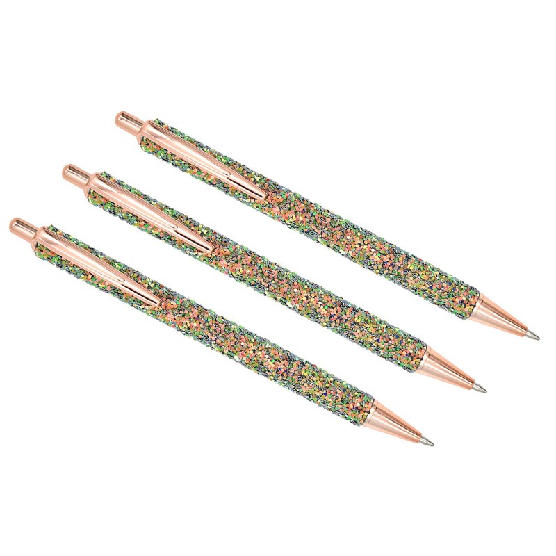 Gullor 5PCS Ballpoint Pens, Glitter Click Ball Pens, Black Ink
