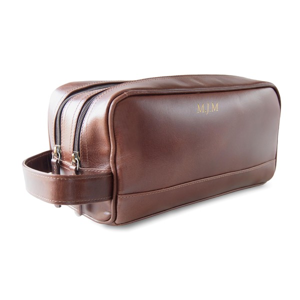 Wilson Genuine Leather Toiletry Bag Personalised Handmade By Life Arts, copper