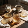 6PCS Modern Clear Coasters Glass Coasters for Drinks with Holder