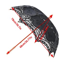 Bestage 30.7" Women's Handmade Black Wedding Bridal Dance Vintage Lace Parasol Umbrella for Decoration Photo Tea Party Adult Size