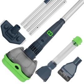 4 in 1 Rechargeable Pool & Spa Hot Tub Vacuum Cleaner - Dual Mode & Magnetic Drive System, 25µm Ultra Fine Mesh Filters for Hot Tub, Small Above Ground Pools - 90 Mins, Oil Absorbers, Poles
