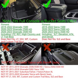 Full Size Center Console Organizer Tray Compatible with 2019-2022 Chevy Silverado/GMC Sierra 1500 and 2020-2022 2023 Silverado/Sierra 2500HD 3500HD Accessories -Full Console w/Bucket Seats ONLY, Red