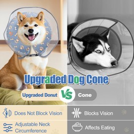 Dog Donut Collar, Inflatable Dog Cone After Surgery, Prevent Scratches Anti Licking Collar, Adjustable Size Cone Collar for Small Medium Large Dogs (Gray, XL)