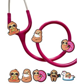 Plifal 5 Pieces Stethoscope Charm Tag for Nurse - Cute Sloth Orange Stethoscope Charm Label Fit for Littmann Funny Accessories, Present for Pediatric Doctor, Medical Worker, Nursing Graduation