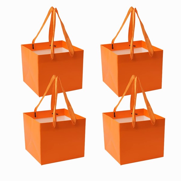Gift Bag Bulk Square 6" Basket Paper Bag for Party Favor Birthday Wedding Baby Shower Christams Kid Chirld from ysmile 12 Pack - Orange
