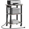 TUTOTAK 3 Tier Printer Stand, Rolling Printer Cart with Power