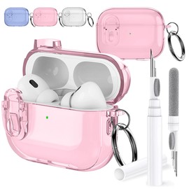 ZCGOINGTECH 2en1 Funda para AirPods 4 2024 y Limpiador,Protector para Airpods 4 Case,Material de TPU con Magnético Expulsión Automática y Cierre de Seguridad