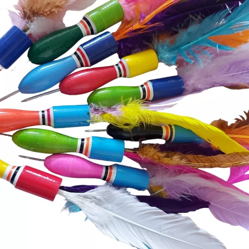 Singex Set De 12 Dardos Lanzadores Artesanales Plumas Madera