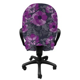 Ambesonne Floral Office Chair Slipcover, Violet Tones Grungy Look Flower Print Wild Rose, Protective Stretch Decorative Fabric Cover, Standard Size, Purple Grey