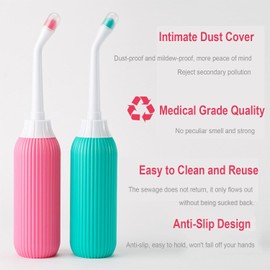 Bidet Portatil para Postparto,Bidé de Viaje Portátil con 2 Boquillas + Tubo Escalable,Botella Peri para Ducha íntima y Ducha de Glúteos,Botella Perineal,Bidé de Mano para Personal,Pink