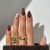Brown Press on Nails Medium Almond MABKJLF Fake Nails False