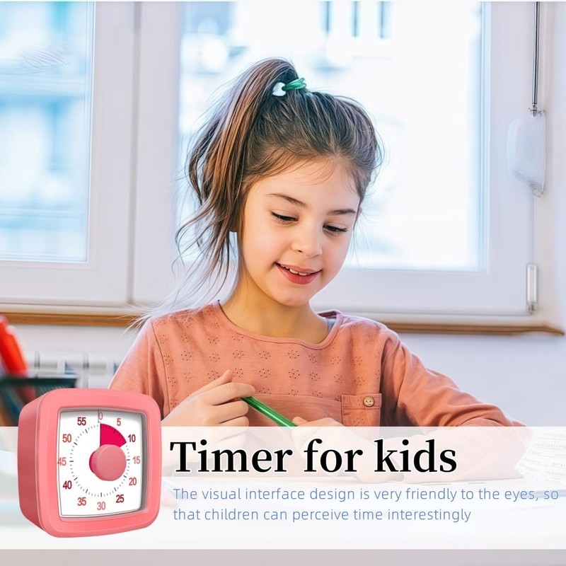 60 Minute Visual Timer for Kids and Adults, Non-Ticking 5.5