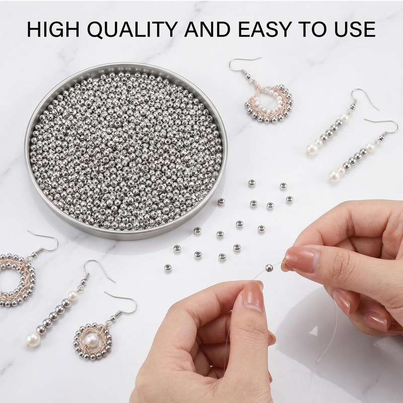 SULIKJHUI 3000 Pcs 3mm Beads, Spacer Beads for Jewelry Making