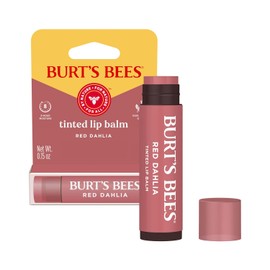 Burt's Bees Bálsamo labial con tinte, Fórmula de bálsamo tintado 2 en 1 de larga duración, color infundido con manteca de karité hidratante para un acabado natural y acumulable, Dalia roja, 1 tubo