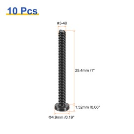 QUARKZMAN 10 Stück Schlitz Schrauben 25.4 x 2.51mm Schwarz Oxide Slotted Button Head Schrauben, 3-48 x 1" Kohlenstoffstahl Maschinenschraube für Möbel- und Elektrokomponenteninstallation