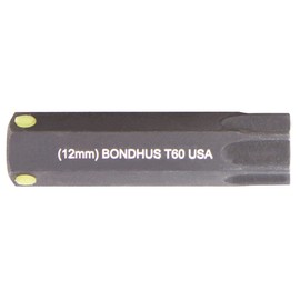 BONDHUS (Genuine Domestic Product) [Replacement] Torx® Bit T60 [Insertion Angle: 0.5 inch (12 mm), Total Length: 2.0 inches (50 mm); Black Dyed No. 32060