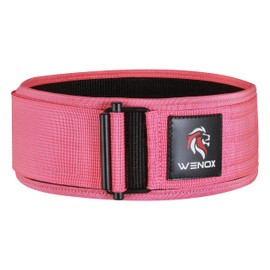 WENOX SPORTS Self Locking Weight Lifting Belt – Premium Weightlifting Belt for Powerlifting, Bodybuilding. (Pink, X-Large)