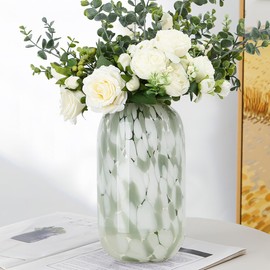 Speckled Glass Vase, Fancy Handmade Glass Leopard Print Vase for Decor, Table Top Abstract Mouth-Blown Splash Vase, Artisanal Tortoise Shell Effect Vase, Hand Blown Art Stained Glass Vases