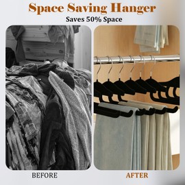 SOULNAMAN Velvet Pants Hangers,10 Pack Non Slip Space Saving Clothes Hanger, Heavy Duty Pants Hangers for Closet for Pants Jeans Skirts Tank Top Towel(Black)