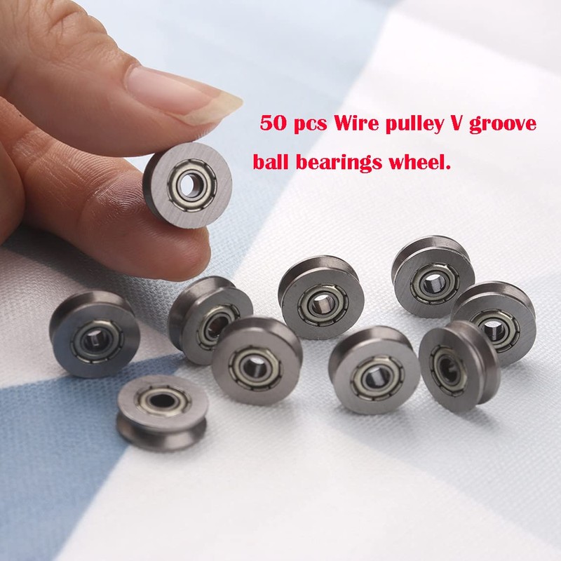 CHEERBRIGHT 50 Pieces Deep V Groove Guide Pulley Rail Ball