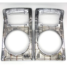 Headlight Bezel Light Case Compatible with Toyota Land Cruiser FJ60 (1981-1987) – Pair Gray with Chromed Trim 53131-69025 53132-69025