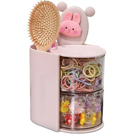 Organizador de accesorios para el cabello con soporte para cepillo para polvo de pelo, soporte giratorio para brochas de maquillaje para collares, arete, pulseras, anillo, brochas de maquillaje, pinza