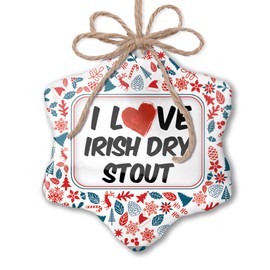 NEONBLOND Christmas Ornament I Love Irish Dry Stout Beer Red White Blue Xmas