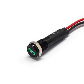 Alpinetech PLB8MS 8mm 5/16" 12V LED Metal Signal Indicator Pilot Dash Light Black Bezel with Symbols (4WD)
