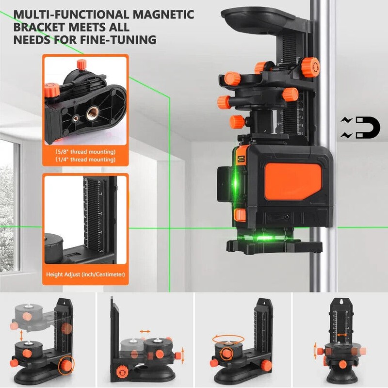 Tacklife 3 x 360 Degree Laser Level Self-Leveling Green Cross