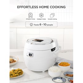 CUCKOO Micom Rice Cooker 10-Cup Uncooked / 20-Cup Cooked with Nonstick Inner Pot, Large Rice Maker with 16 Menu Options, Fuzzy Logic Technology, Auto Clean Mode, LCD Display, White (CR-1020F)