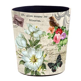 Lingxuinfo Small Trash Can Wastebasket, PU Leather Decorative Trash Can Garbage Can Waste Basket for Kitchen, Bathroom, Bedroom, Office