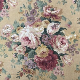 Interiors Cabbage Rose 90s Upholstery Interior Fabric Gold Oversized Victorian Per Yard